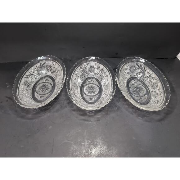 Anchor Hocking Oval Serving Bowl Set, Clear‎ Sandwich Glass, Vintage, Set Of 3 - Picture 1 of 10